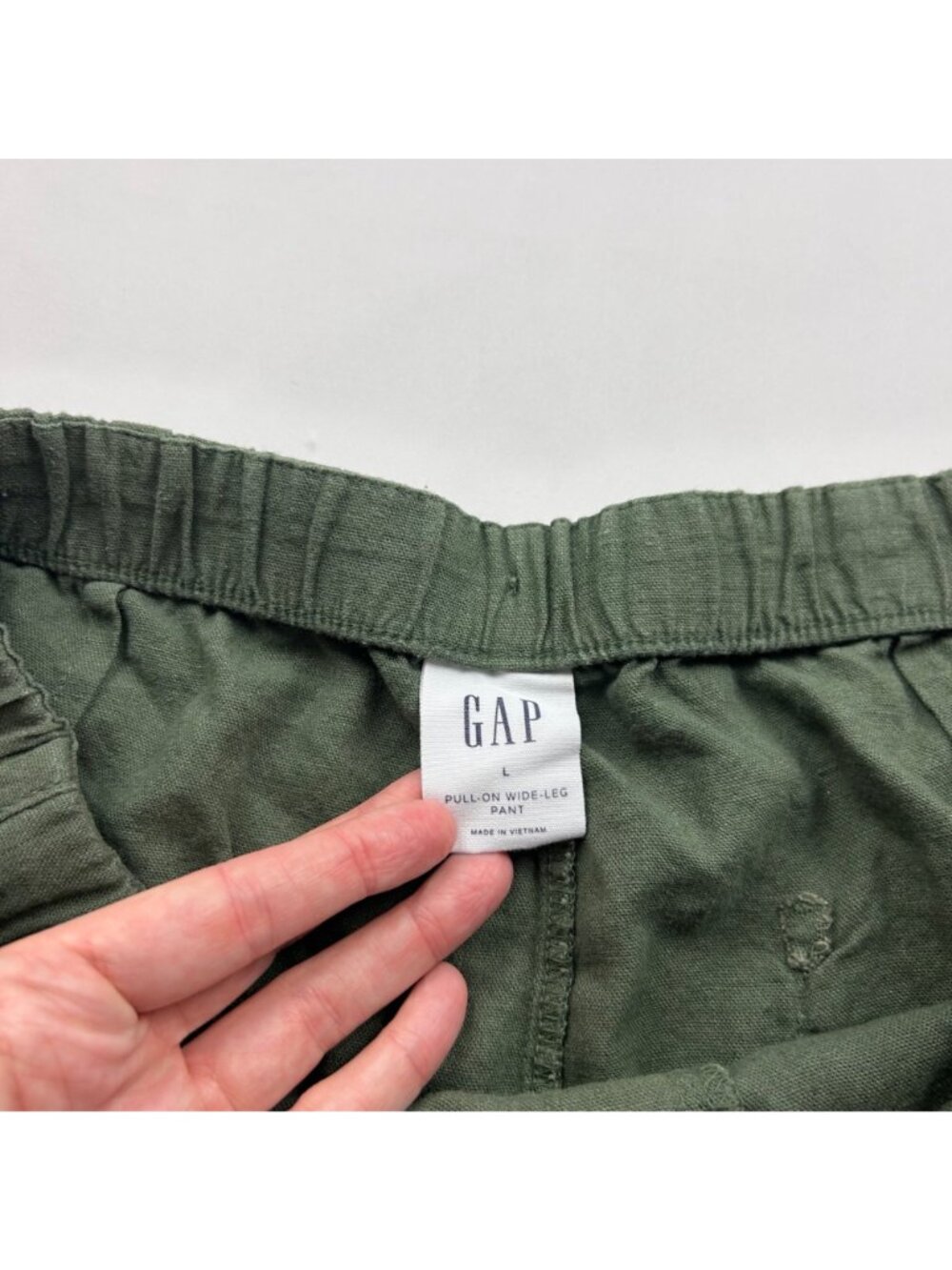 GAP Thyme Green Linen Blend Wide Leg Lounge Pant L - Picture 4 of 7